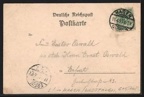 Lithographie Hagen /Westfalen, Gasthof Donnerkuhle v. Diedr. Humpert, Kegelbahn, Spielplatz