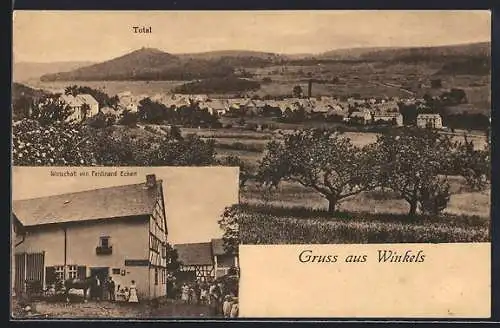 AK Winkels / Mengerskirchen, Gasthaus von Ferdinand Eckert, Ortsansicht