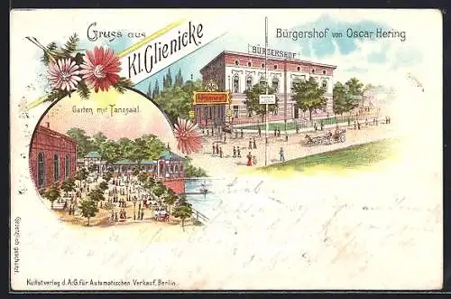 Lithographie Klein-Glienicke, Gasthaus Bürgershof von Oscar Hering