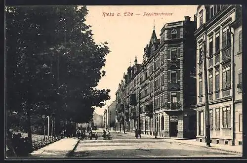 AK Riesa a. Elbe, Restaurant zum goldnen Engel, Poppitzerstrasse