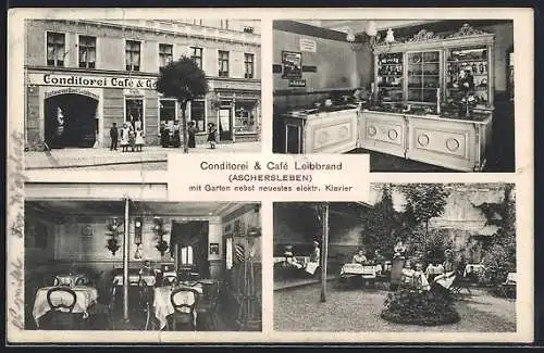 AK Aschersleben, Conditorei & Café Leibbrand mit Garten