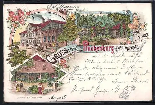 Lithographie Wennigsen, Gasthaus Pinckenburg beim Kloster