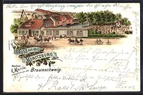 Lithographie Braunschweig, Restaurant Moritzburg, Bes. E. Moritz