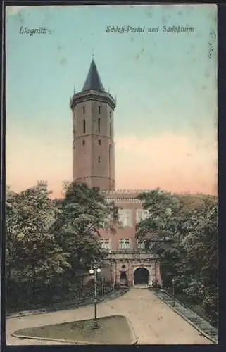 AK Liegnitz, Schloss-Portal und Schlossturm
