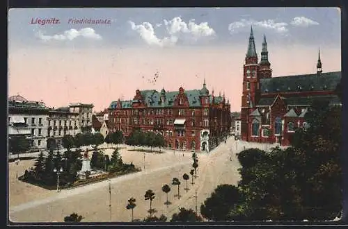 AK Liegnitz, Blick über den Friedrichsplatz