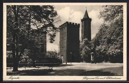 AK Liegnitz, Glogauer Tor mit Schlossturm