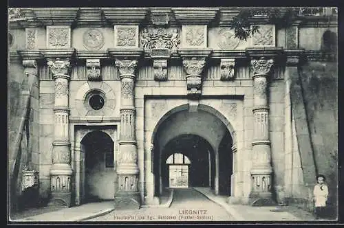 AK Liegnitz, Hauptportal des Kgl. Schlosses, Plasten-Schloss