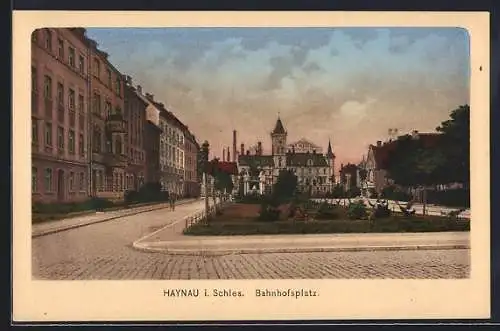 AK Haynau i. Schles., Bahnhofsplatz