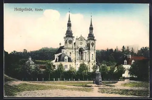AK Heiligelinde, Ansicht der Kirche und dem Vorplatz