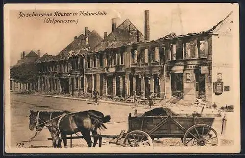 AK Hohenstein, Zerschossene Häuser im Ort