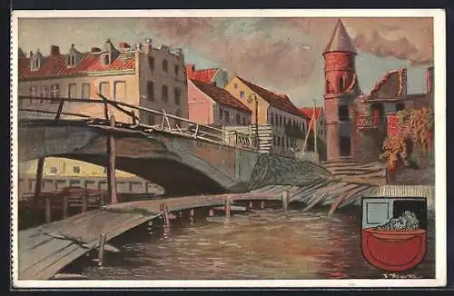 AK Johannisburg, zerstörte Piessekbrücke