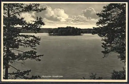 AK Niedersee /Masuren, See mit Blick auf Insel