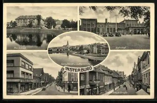 AK Insterburg, Schloss, Bahnhof, Hindenburgstrasse, Erich-Koch-Strasse