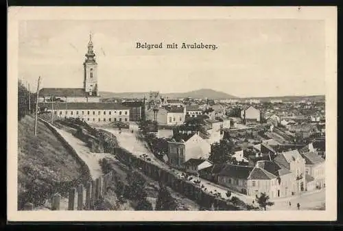 AK Belgrad, Totalansicht mit Blick auf den Avalaberg