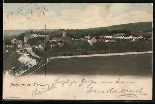 AK Slatínany, Totalansicht am Flusslauf