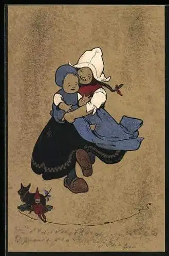 AK grosse Schwester herzt den kleinen Bruder