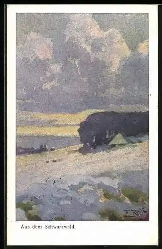 Künstler-AK Fritz Reiss: Winterlandschaft aus dem Schwarzwald
