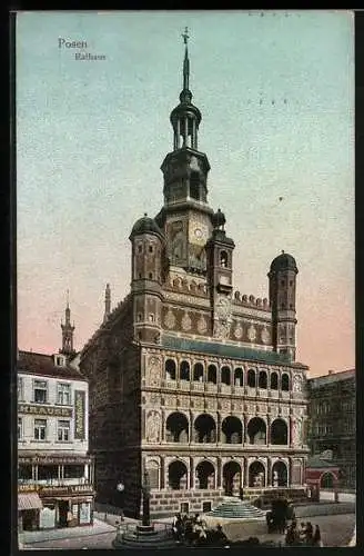 AK Posen / Poznan, Strassenpartie am Rathaus