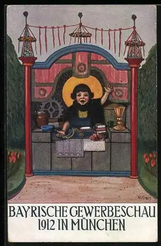 AK München, Bayerische Gewerbe-Ausstellung 1912, Münchener Kindl