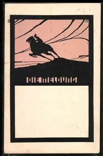 Künstler-AK sign. C. Tips: Die Meldung, Ulane im Galopp