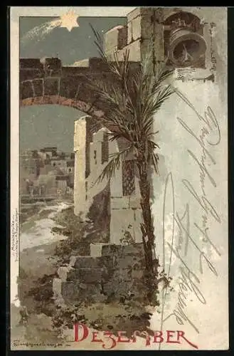 Künstler-AK T.Guggenberger: Allegorie Dezember, Stern von Bethlehem