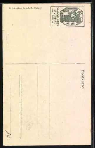 AK Stuttgart, Bau-Ausstellung 1908, Weinhaus am See