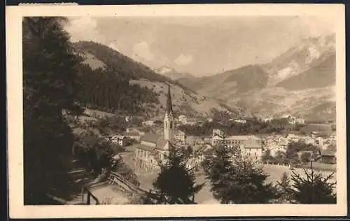 AK Landeck, Kirche mit Blick gegen den Hohen Riffler
