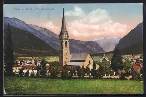 AK Lienz, Ortsansicht mit Pfarrkirche