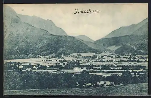 AK Jenbach /Tirol, Teilansicht mit Bergen