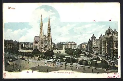 AK Wien, Maximilianplatz mit Votivkirche