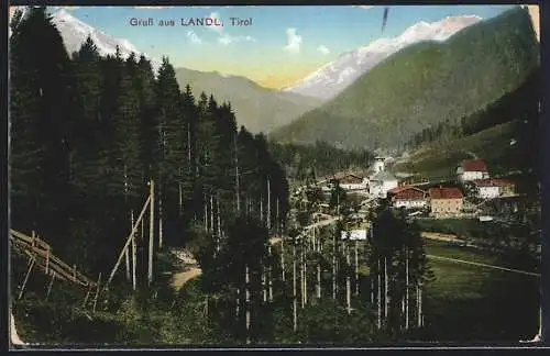 AK Landl /Tirol, Ortspartie mit Kapelle