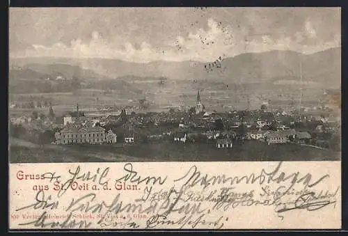 AK St. Veit a. d. Glan, Teilansicht mit Kirche