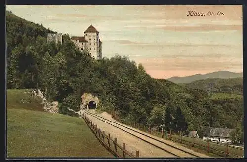 AK Klaus /O.-Oe., Partie am Eisenbahntunnel