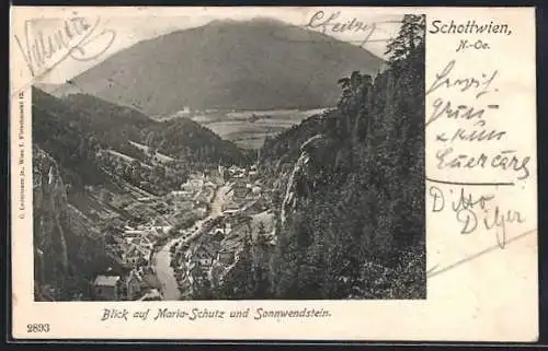 AK Schottwien /N.-Oe., Blick auf Maria-Schutz und Sonnwendstein