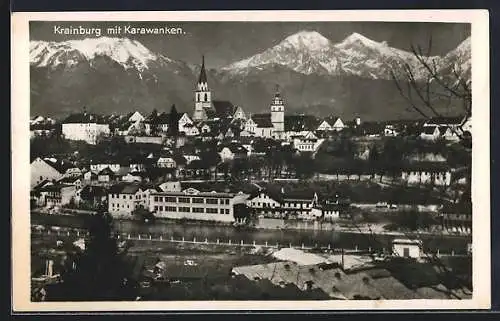 AK Krainburg, Ortsansicht mit Karawanken