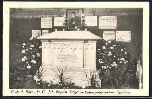 AK Eggenburg, Grab d. Ehrw. D. G. Joh. Baptist Stöger im Redemptoristen-Kloster