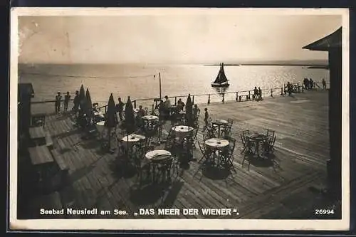 AK Neusiedl am See, Gastgarten des Seebads, das Meer der Wiener
