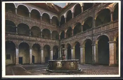 AK Linz a. d. D., Landhaushof mit Brunnen