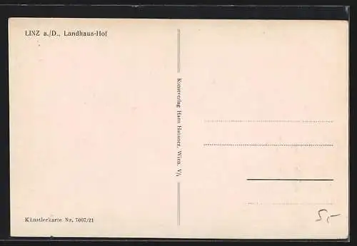 AK Linz a. d. D., Landhaushof mit Brunnen