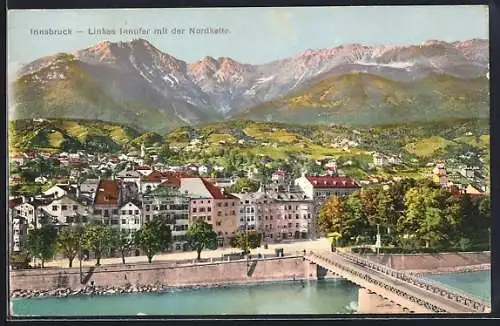 AK Innsbruck, Linkes Innufer mit Nordkette