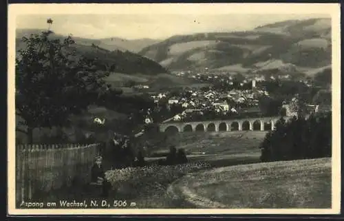 AK Aspang am Wechsel, Teilansicht mit Viadukt