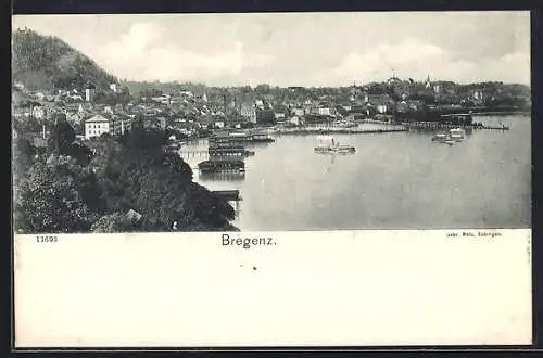 AK Bregenz, Uferpartie mit Dampfern