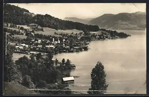 AK Unterach am Attersee, Teilansicht mit Kirche