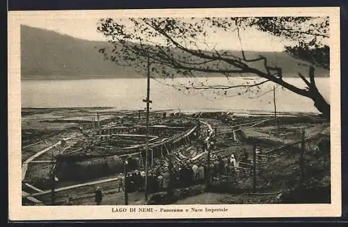 AK Nemi /Lago di Nemi, Panorama e Nave Imperiale