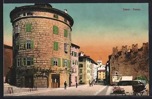 AK Trento, Strassenpartie mit Passanten