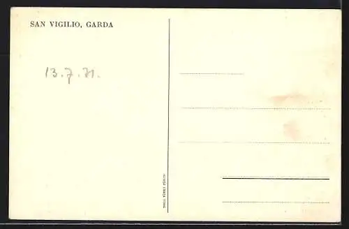 AK San Vigilio /Lago di Garda, Panorama mit Boot