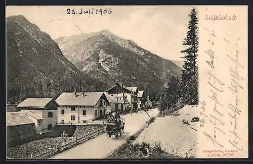 AK Schluderbach, Panorama mit Strassenpartie