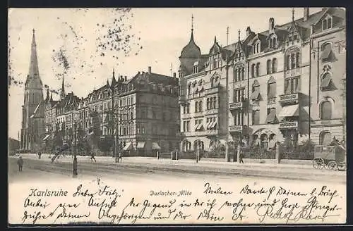 AK Karlsruhe, Blick in die Durlacher-Allee