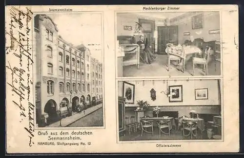 AK Hamburg-Neustadt, Hotel Seemansheim im Wolfgangsweg 12, Mecklenburger Zimmer, Offizierszimmer