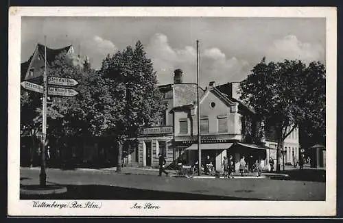 AK Wittenberge /Pdm., Am Stern, Geschäft von Hermann Busse